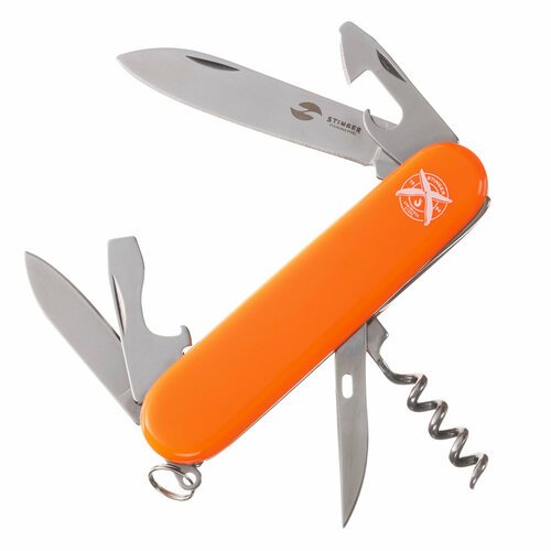 Нож складной Stinger, 90 мм, 11 функций, нержавеющая сталь 420, рукоять АБС-пластик, оранжевый, в картонной коробке FK-K5005NH-11F