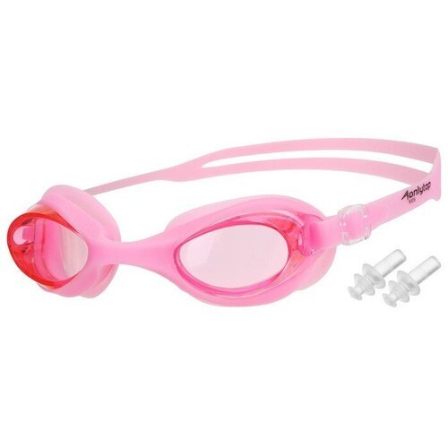 Очки для плавания ONLYTOP, беруши, цвет светло-розовый 1 шт