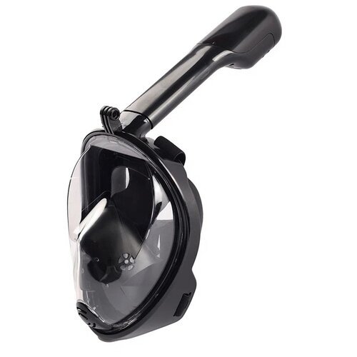 Маска для плавания с трубкой полнолицевая L/XL с креплением для экшн-камеры, маска для подводного плавания, маска для снорклинга детская, чёрная