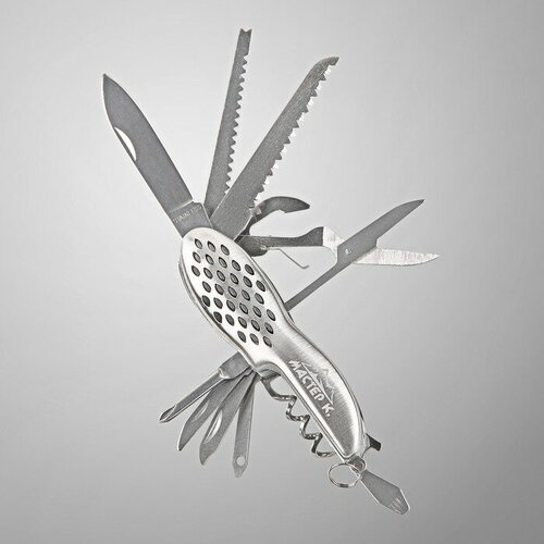 Нож швейцарский 'Походный' 12в1 рукоять перфорированная