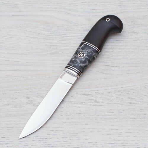 Нож туристический Финский-2 110Х18М-ШД Полированный Дюраль Черный граб Акрил темный Ножи Lemax (Лемакс)