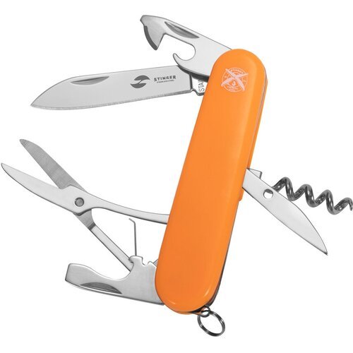 Нож перочинный Stinger, 91 мм, 11 функций, рукоять АБС-пластик, оранжевый, в блистере FK-K5017-6PB