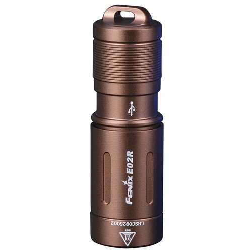 Мини брелок-фонарь с usb зарядкой водонепроницаемый Fenix E02R, коричневый