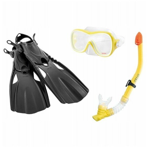 Набор для подводного плавания от 8 лет Wave Rider Sports: маска,трубка,ласты,размер 38-40, Intex (55658)