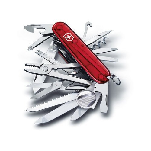 Нож Victorinox SwissChamp, 91 мм, 33 функции, полупрозрачный красный