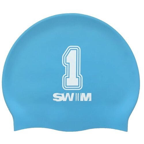 Силиконовая шапочка для плавания SwimRoom 'Номер 1', цвет голубой