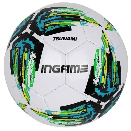 Мяч футбольный INGАME TSUNAMI, размер 5, черный/зеленый