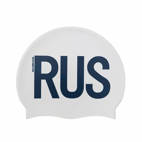 Силиконовая шапочка для плавания / бассейна SwimRoom 'RUS / Russia / Россия', цвет Белый