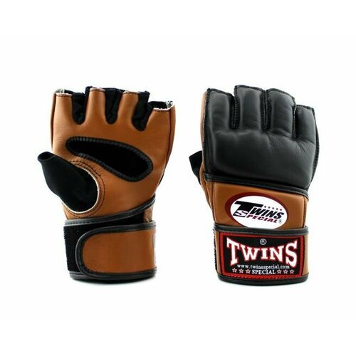 Перчатки mma twins ggl4 grappling gloves коричнево-черные (Кожа, Twins, L, Коричнево-черный) L