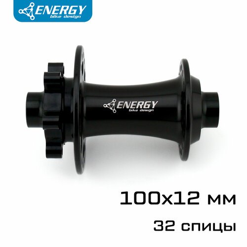 Втулка велосипедная передняя Energy FH403, размер 100x12 мм, под 32 спицы, чёрная