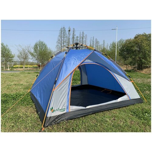 3 местная автоматическая туристическая палатка шатер / 210х210х125 см / синяя
