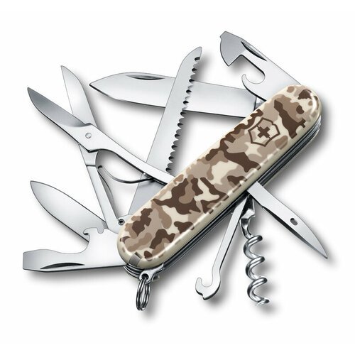 Нож перочинный VICTORINOX Huntsman Desert Camouflage, 91 мм, 15 функций, бежевый камуфляж