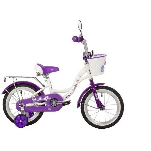 Детский велосипед Novatrack Butterfly 16' 2023 белый-фиолетовый (требует финальной сборки)