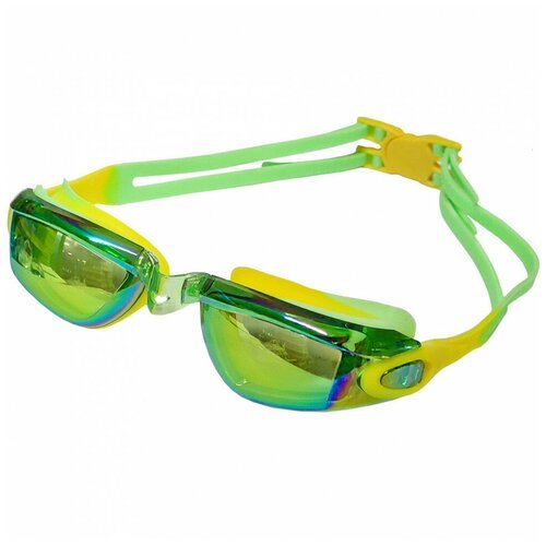 Очки для плавания взрослые B31549-C с зеркальными стёклами (желто/зеленые)