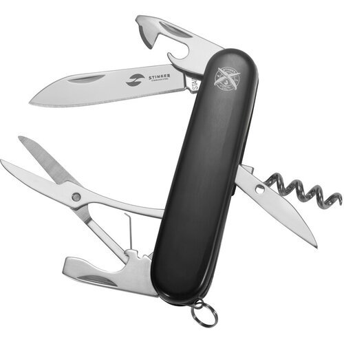 Нож перочинный Stinger, 91 мм, 11 функций, рукоять АБС-пластик, черный, в блистере FK-K5018-6PB
