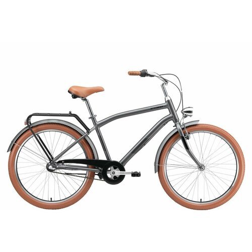 Велосипед Stark Comfort Man 3-speed (2024) 20' темно-серый матовый металлик/черный/коричневый
