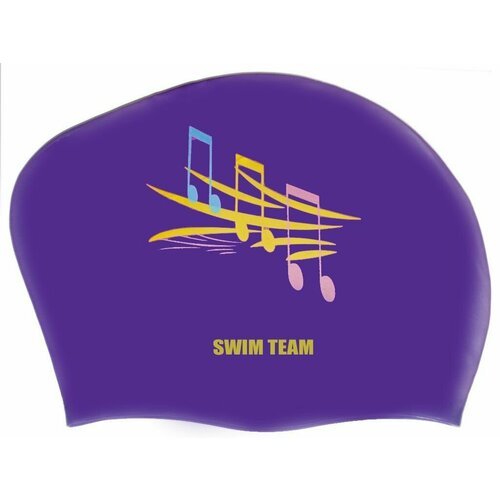 Шапочка для плавания для длинных волос SWIM TEAM ноты: KW-N (Синий)