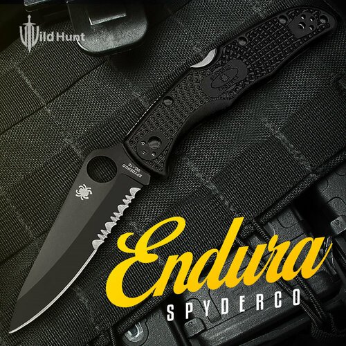 Туристический складной нож Spyderco Endura 4 Serrated Fullblack