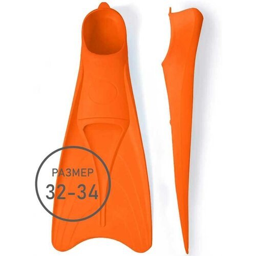Длинные ласты для плавания SwimRoom Silicone Long Fins, размер 32-34, цвет оранжевый