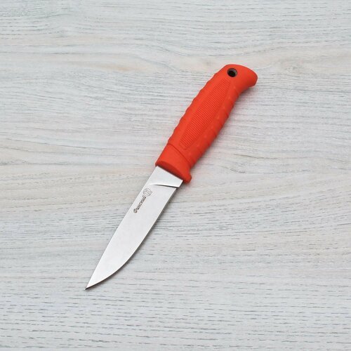 Нож туристический Финский AUS-8 Стоунвош серый Эластрон Оранжевый 015308 ПП Кизляр