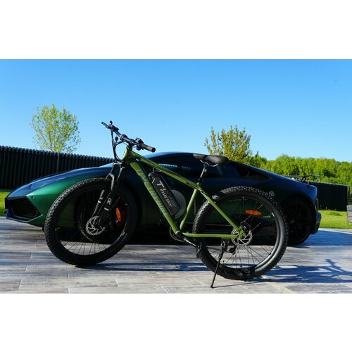 Электровелосипед полуфэтбайк Time Try 27.5'/7s Алюминиевая рама 17' Мотор 36V*250W Взрослый Спортивный, зеленый
