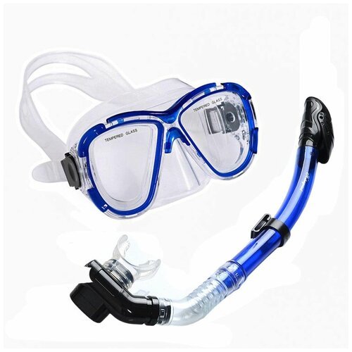 Набор для плавания взрослый E39239 маска, трубка (Силикон) (синий)