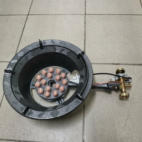Газовая горелка 16 кВт для казана и wok №17, 16 сопел, с пьезоподжигом