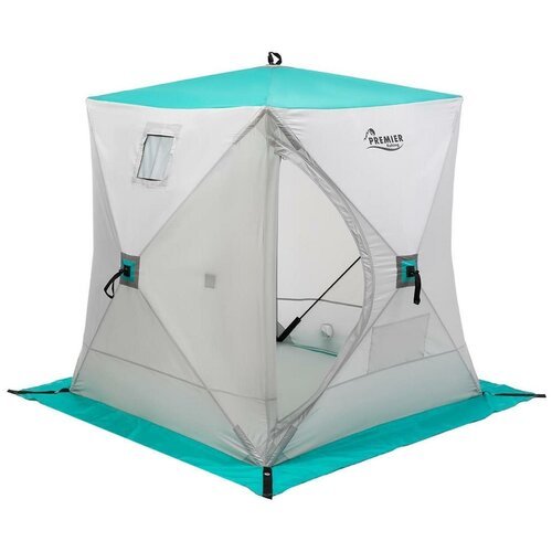 Палатка для рыбалки двухместная Premier Куб 1.5х1.5, серый/бирюзовый