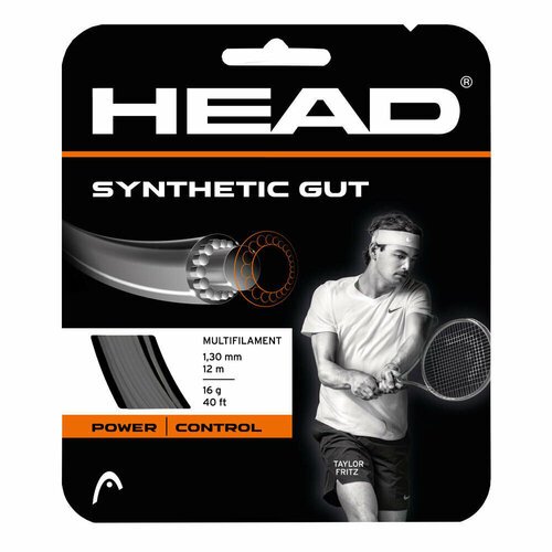 Струна для тенниса HEAD 12m Synthetic Gut, Black, 1.30