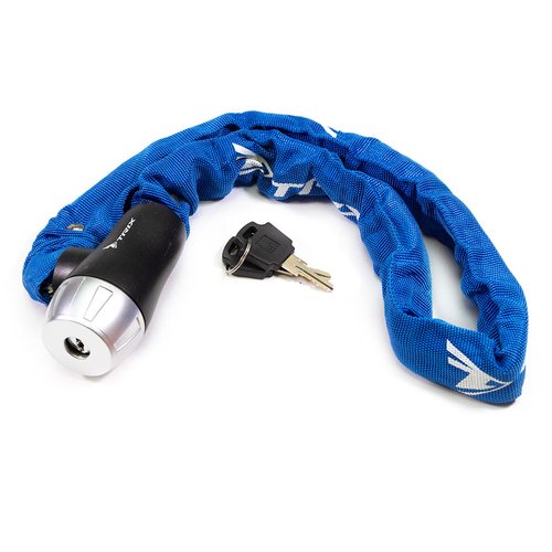 Велосипедный замок TRIX, цепь, на ключ, тканевая-оболочка, 6×1200, голубой, GK105.308