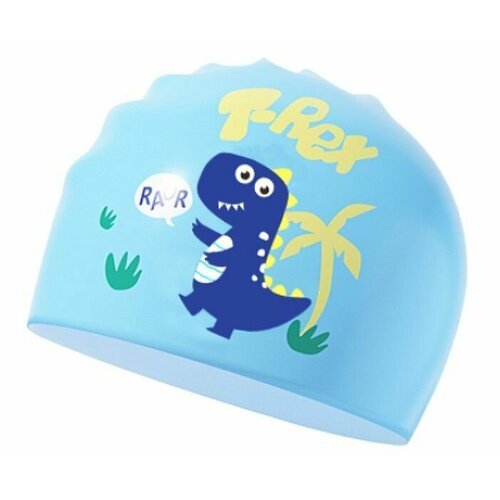 Шапочка для плавания YOUYOU Динозаврик силиконовая детская для бассейна на обхват головы 50-56