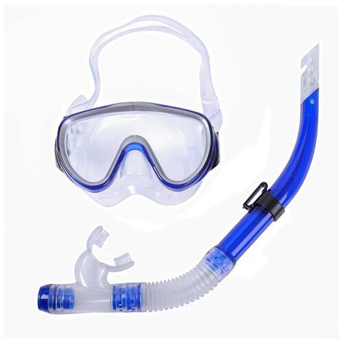 Набор для плавания взрослый E39224 маска, трубка (ПВХ) (синий)