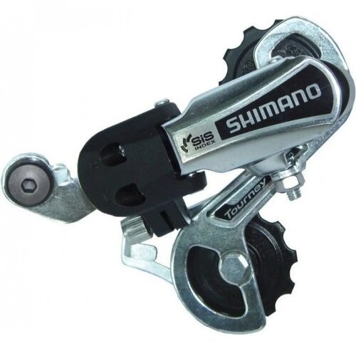 Задний переключатель скоростей для велосипеда Shimano TY-21 SSD 6-скоростей крепление под болт серебр.