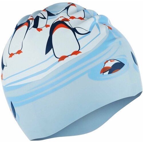 Детская силиконовая шапочка 'Пингвины' для купания и плавания в бассейне, шапка резиновая, обхват 46-52 см
