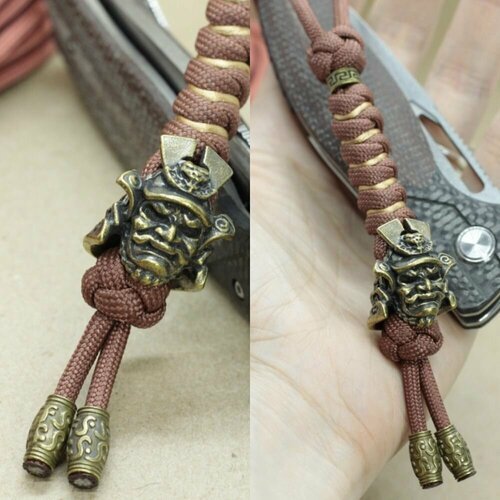 Темляк для ножа из паракорда с бусиной 'Самурай-Сегун' / брелок для ключей