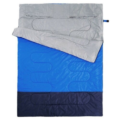 Двойной спальный мешок осень-зима, для кемпинга и туризма, 2,8 кг, 190+30см х 145см - серый с синим