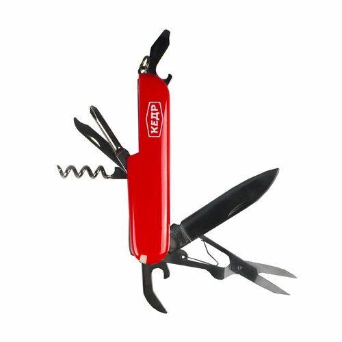 Многофункциональный складной нож Кедр 8 в 1, пластиковый корпус, 9 см, красный