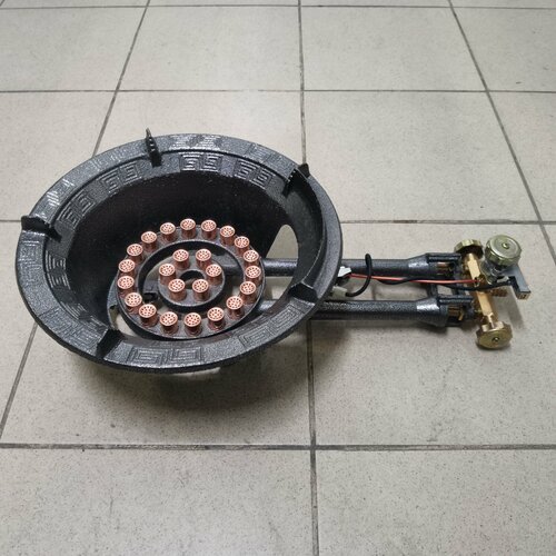 Газовая горелка 24 кВт для казана и wok №18, 24 сопла, с пьезоподжигом