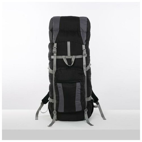 Taif Рюкзак туристический, 90 л, отдел на шнурке, наружный карман, 2 боковых сетки, цвет чёрный/серый