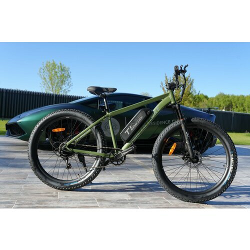 Электровелосипед полуфэтбайк Time Try 27.5'/7s Алюминиевая рама 17' Мотор 36V*250W Взрослый Спортивный, зеленый модель 2024