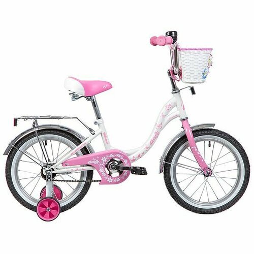 Детский велосипед Novatrack Butterfly 16 белый/розовый в собранном виде
