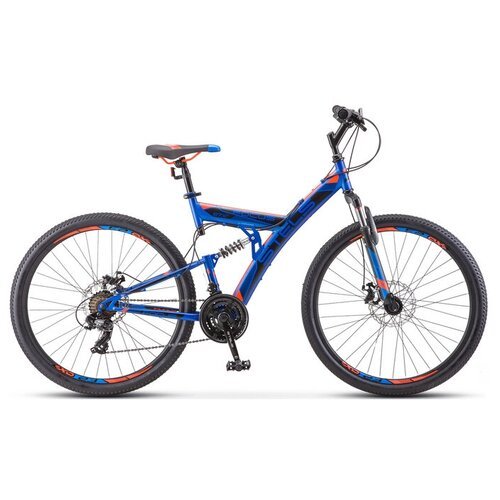 Велосипед 27,5' Stels Focus MD, V010, цвет синий/неоновый-красный, размер 19'