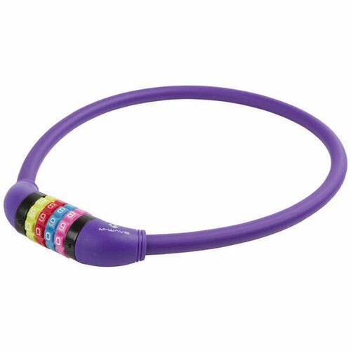 Велозамок 5-231059 кодовый (4 разряда, цветные символы) 12x650мм силиконовый фиолетовый M-WAVE
