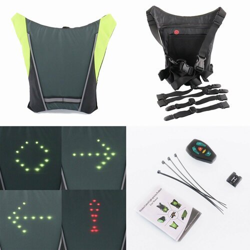 Накладка на спину и рюкзак с LED указателями движения (250*250*15mm, 30 диодов, 500mАh, пульт) mod: B