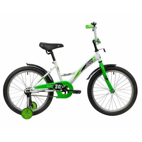 Велосипед детский NOVATRACK 20'203STRIKE. WTG20 белый-зелёный, тормоз нож, крылья корот, защита А-тип