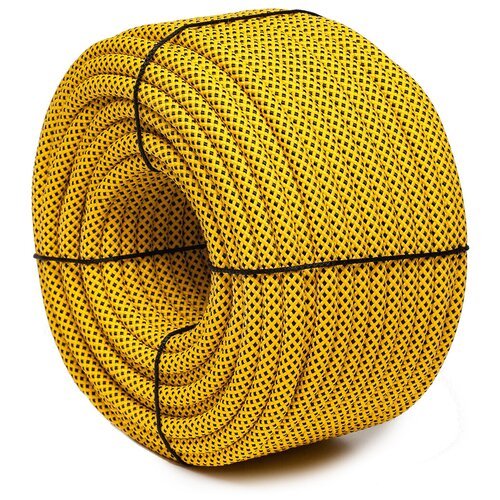 Шнур плетеный экстрим 12.0 мм, черно-желтый, 1400 кг, 50 м