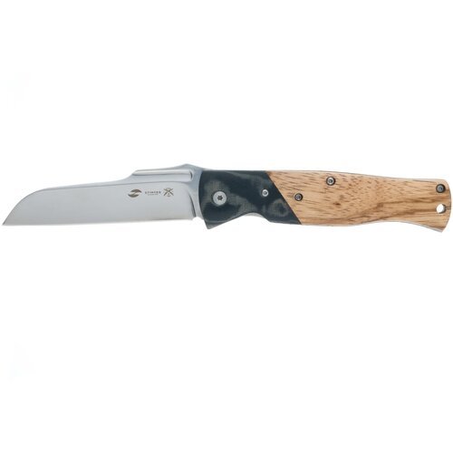 Нож складной STINGER с клипом, клинок 105 мм, коричнево-чёрная рукоять из стеклопластика G10 и древесины зебрано, в нейлоновом чехле FB3020