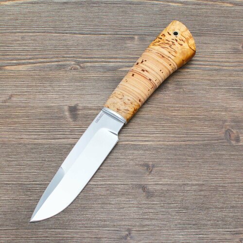 Нож туристический Турист 110Х18М-ШД Полированный Дюраль Карельская береза Береста Ножи Lemax (Лемакс)