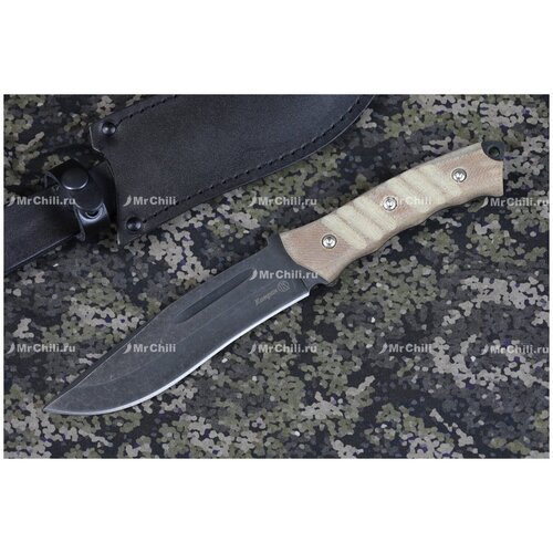 Нож 'Катран' (AUS-8, stonewash черный, текстолит)