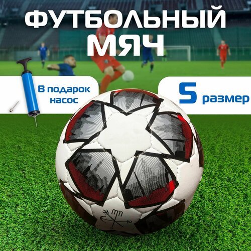 Мяч футбольный UCL Pro Sala St. Petersburg Football размер 5, профессиональный кожаный с насосом, тренировочный